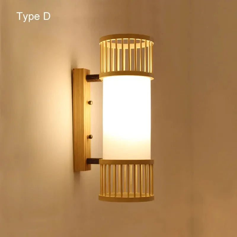 Afralia™ Bamboo Wall Lights: Retro Hand-woven Luminaire for Bedroom, Corridor, Hotel, Restaurant Decor