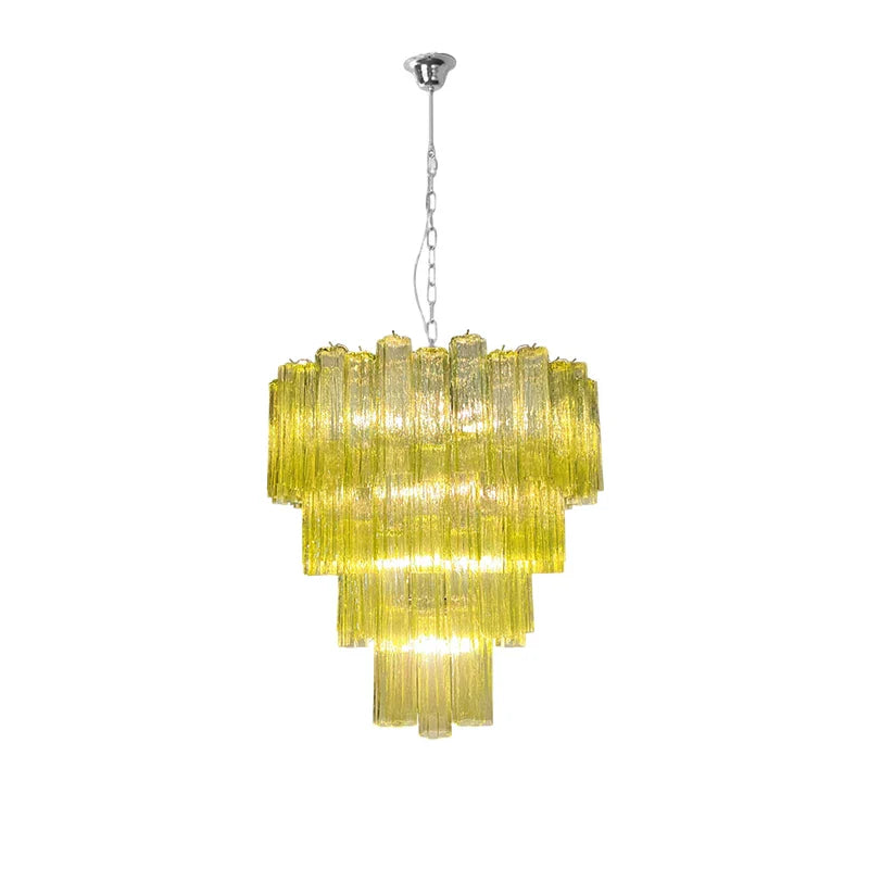 Afralia™ Glass Column Chandelier: Trendy French Design in Blue Pink Green for Dining Room.