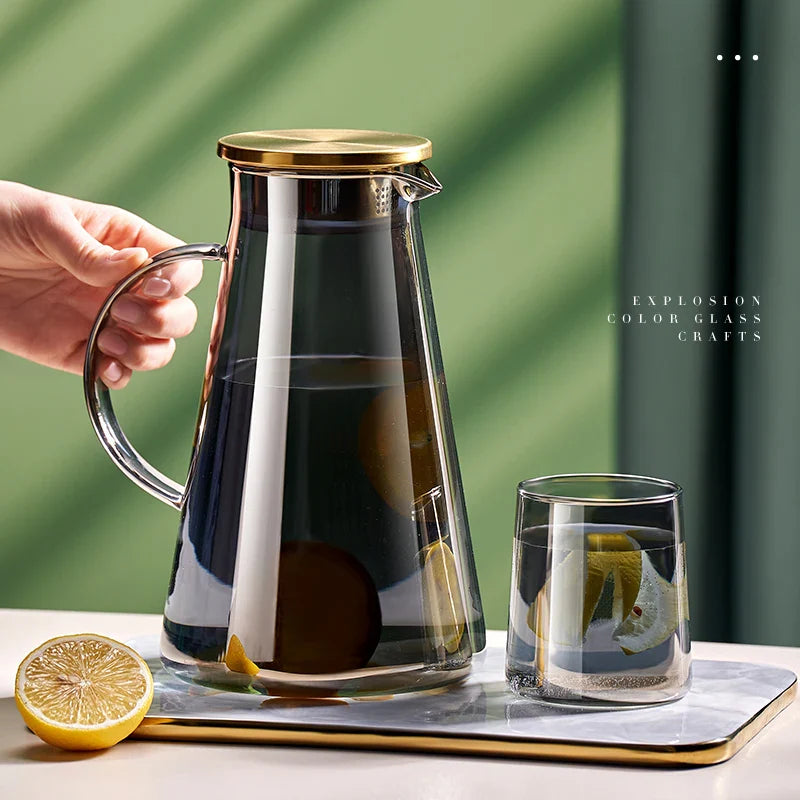 Afralia™ Glass Tea Jug & Water Kettle Set - Heat Resistant Teaware Tray & Accessories