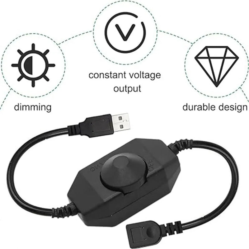 Afralia™ LED Strip Lights Dimmer Switch USB Cable with Rotary/Touch Controller