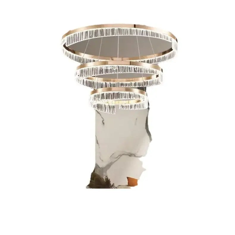 Afralia™ Pale Gold Ring LED Chandelier, Italian Art Deco Design for Living Room, Bedroom, Dining Room