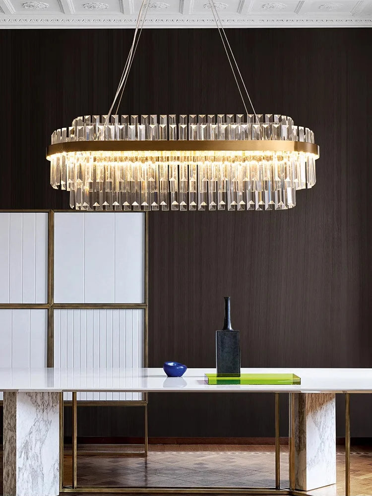Afralia™ Crystal Hanging Lamp for Luxurious Living Room Decor