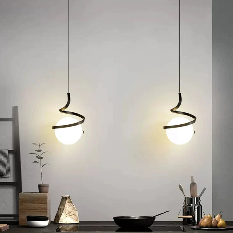 Afralia™ Glass LED Pendant Light for Home Dining Bedside Living Room