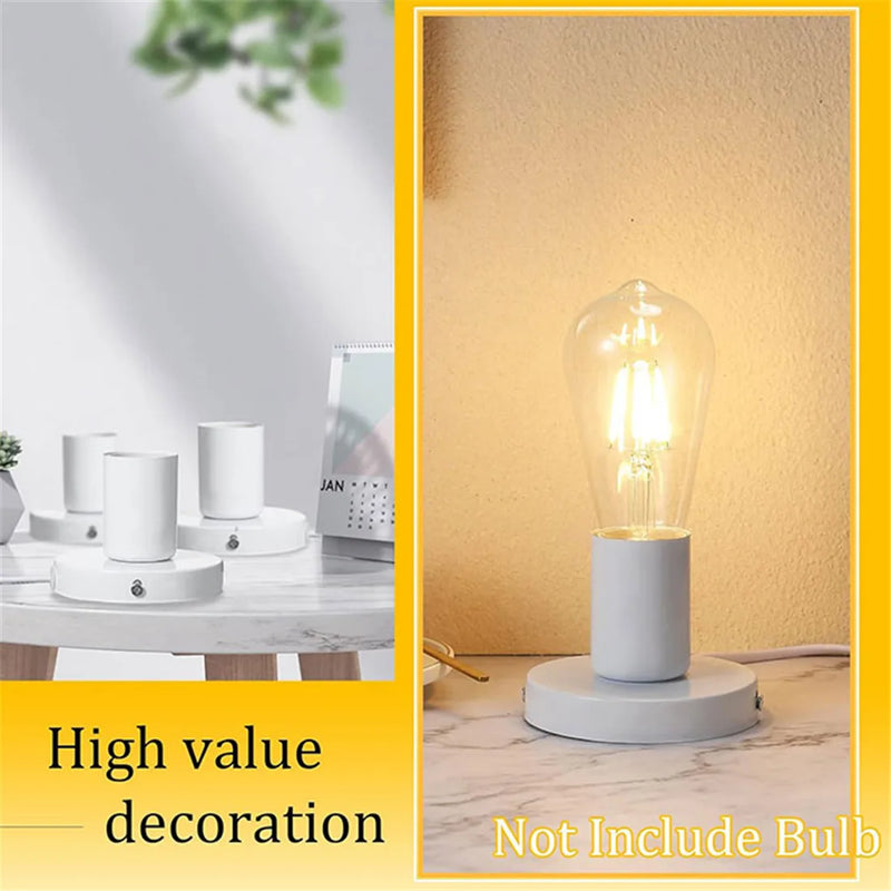 Afralia™ Industrial White Table Lamp Base with Small Polished Metal Sockets and E26 Holder