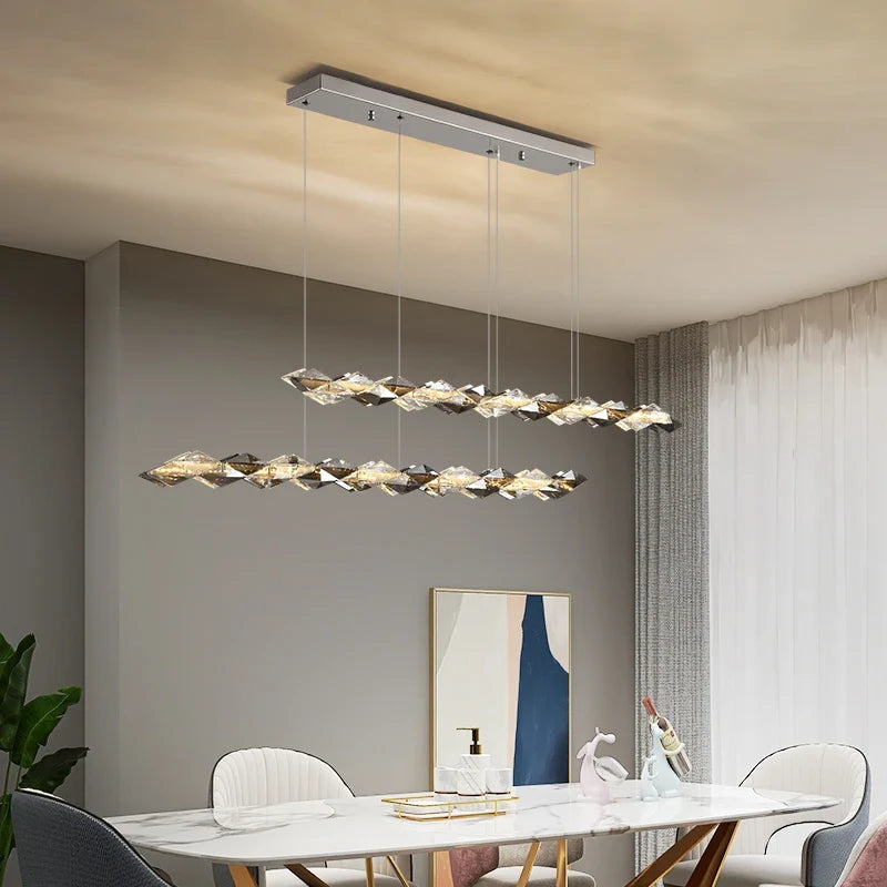 Afralia™ Modern Crystal LED Ceiling Chandelier Light Bundle for Stylish Indoor Decor
