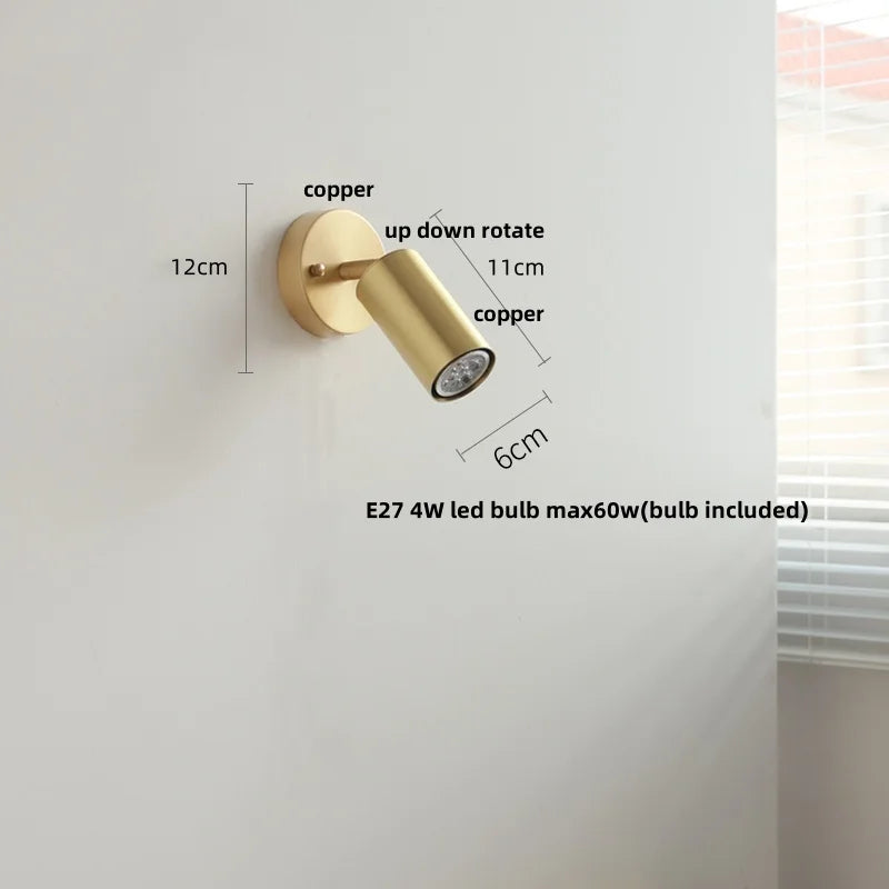 Afralia™ Nordic LED Wall Lamp Rotate Walnut Pull Chain Switch Mirror Light