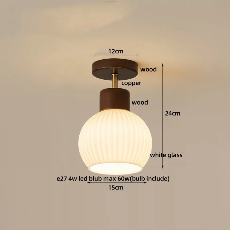Afralia™ Vintage LED Ceiling Light Fixture Retro Flower Glass Copper Rotate Lamp