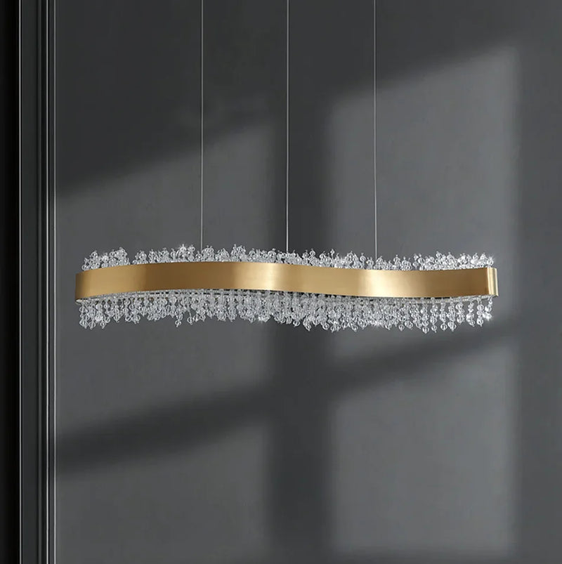 Afralia™ Modern Crystal Chandelier Pendant Lights LED Luxury Living Room Kitchen Island