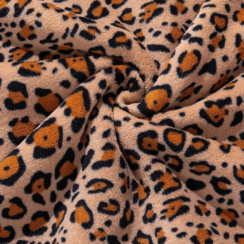 Afralia™ Double Layer Leopard Print Coral Fleece Blanket - 150X200Cm Office Bedspread