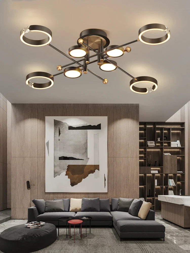 Luxury Gold Aluminum Chandelier with Remote Control for Living Room Bedroom Decor - Afralia™