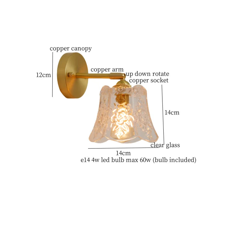 Afralia™ Bell Glass LED Wall Lamp for Living Room, Bathroom, Stair Light - Japanese Vintage Style