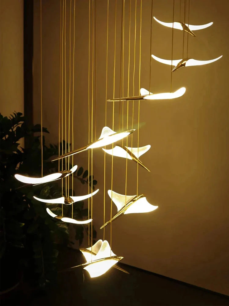 Afralia™ Nordic Bird LED Chandelier for Modern Design Clothing Store & Restaurant