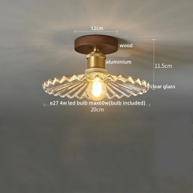 Afralia™ Wood Glass LED Ceiling Lights Modern Luminaria De Teto for Home Décor