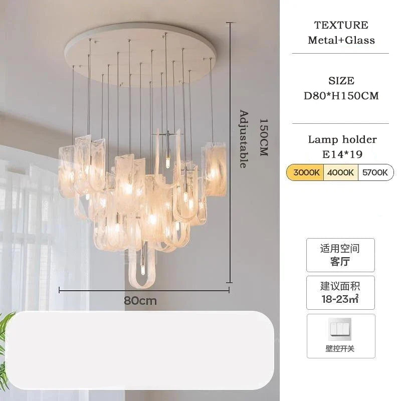 Afralia™ Postmodern Glass Chandelier Luxury Pendent Lamp for Living Room, Dining Room, Staircase
