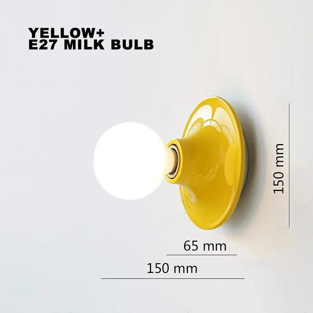 Afralia™ LED Macaron Wall Lamp: Retro Colorful Bedroom Light, E27 Living Room Lighting