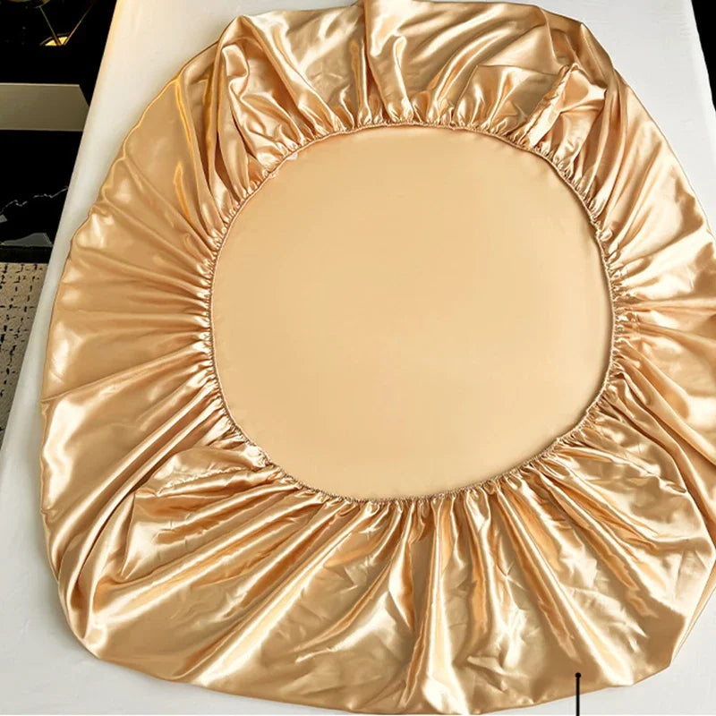 Afralia™ Silky Satin Fitted Sheet Set with Deep Pockets, Queen King Size Bedsheet + 2 Pillowcases