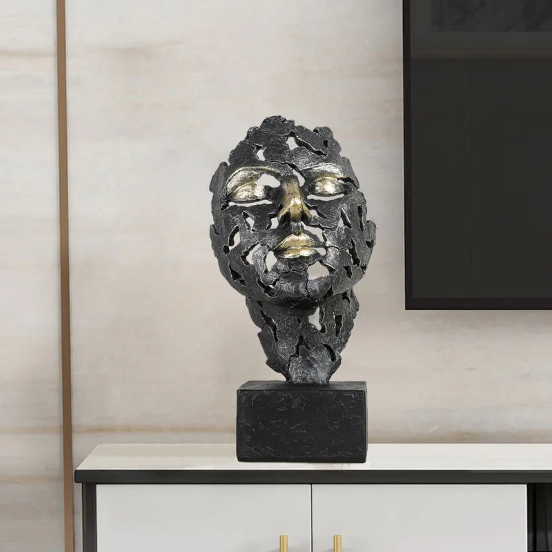 Afralia™ Thinker Sculpture Resin Figurine Face Statue Bookshelf Room Decor Art Accessory