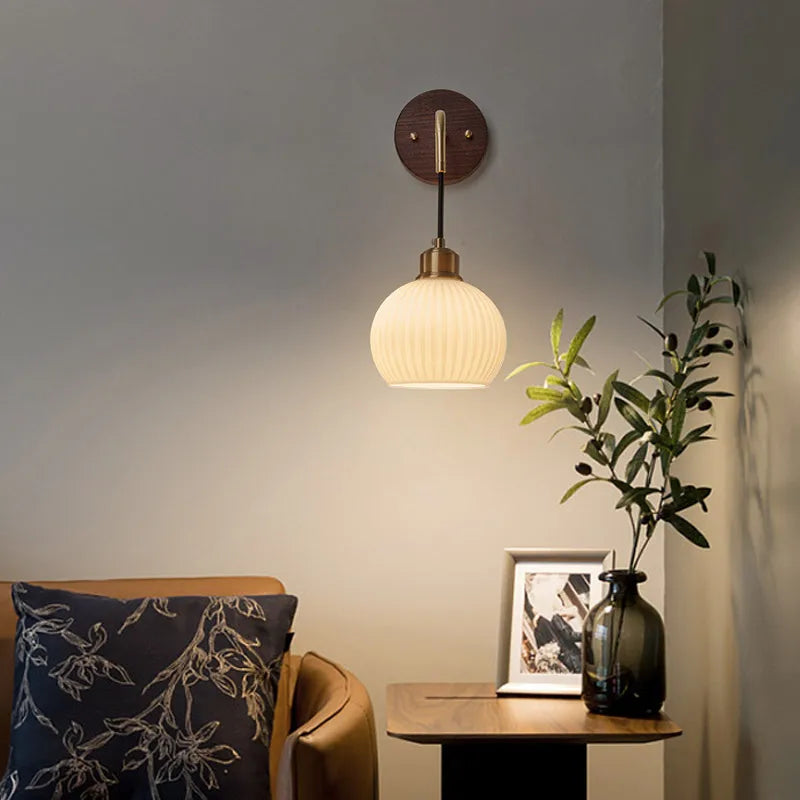 Afralia™ Copper Adjustable LED Wall Light - Modern Nordic Design, Pull Chain Switch, White Glass