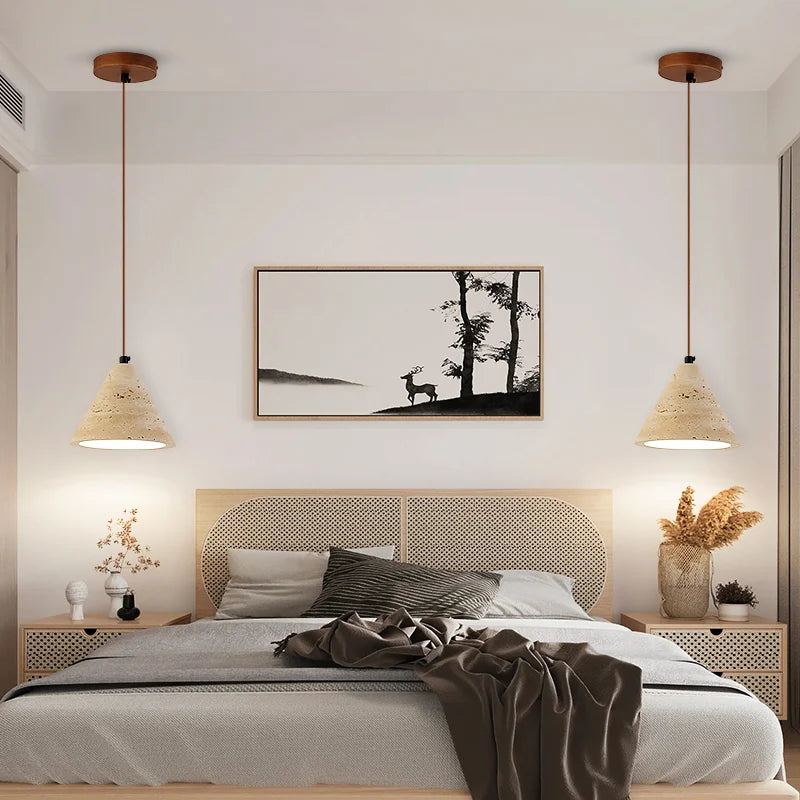 Afralia™ Stone Art Pendant LED Chandelier for Bedroom Decoration