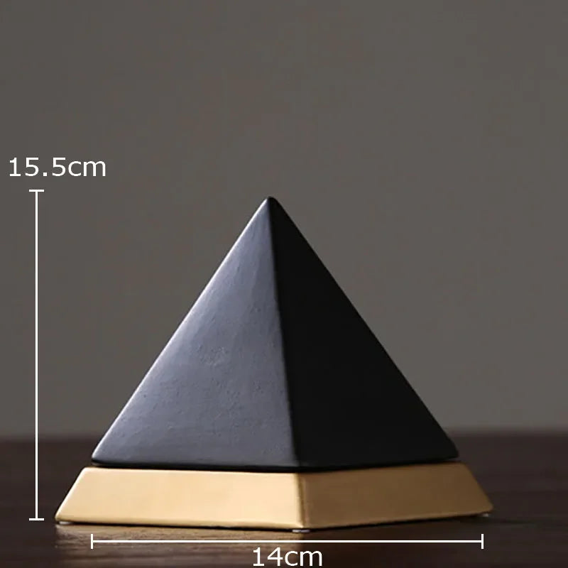 Afralia™ Marble Pyramid Ceramic Sculpture Modern Room Decor Craft Ornament