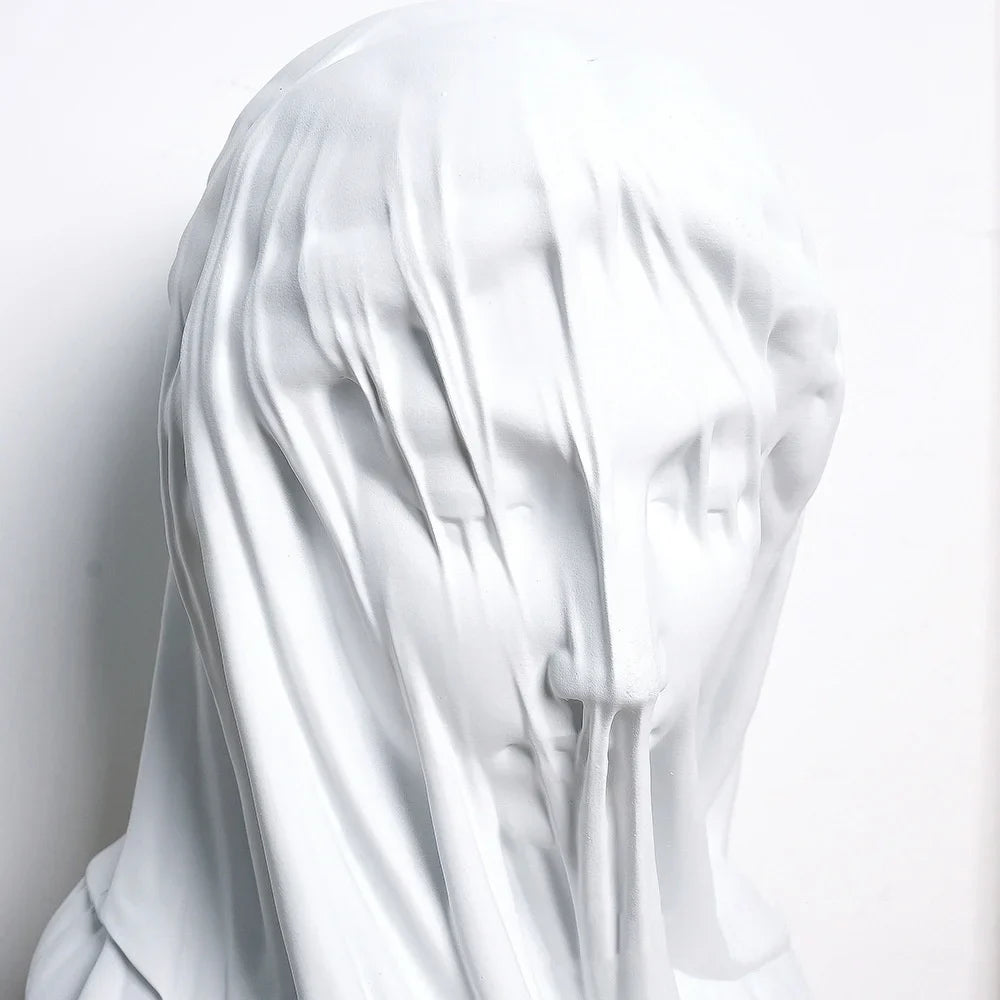 Afralia™ Veil Girl Caped Lady Abstract Bust Sculpture Figurine for Home Decor
