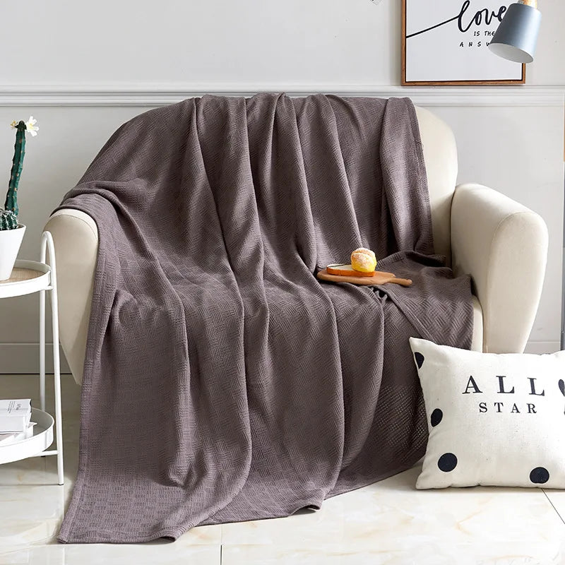 Afralia™ Cotton Waffle Towel Quilt Single Blanket for Office & Picnics