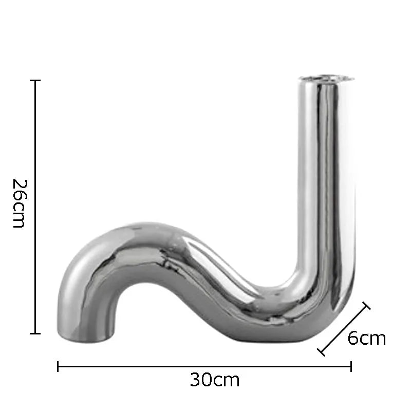 Afralia™ Curved Pipeline Ceramic Vase for Abstract Decorative Flowers Arrangement