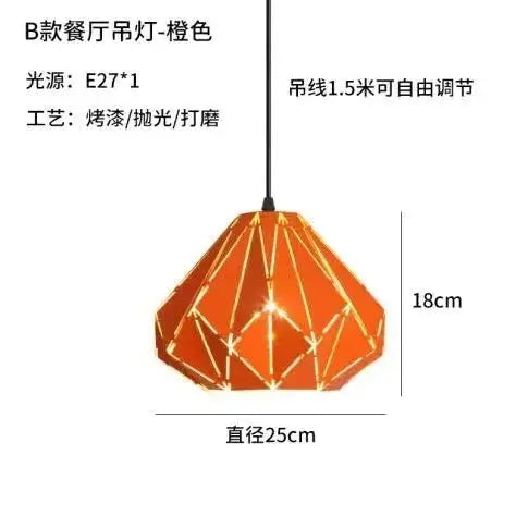 Afralia™ Vintage Diamond Shade Pendant Chandelier - Industrial Hanging Light for Kitchen Bedroom