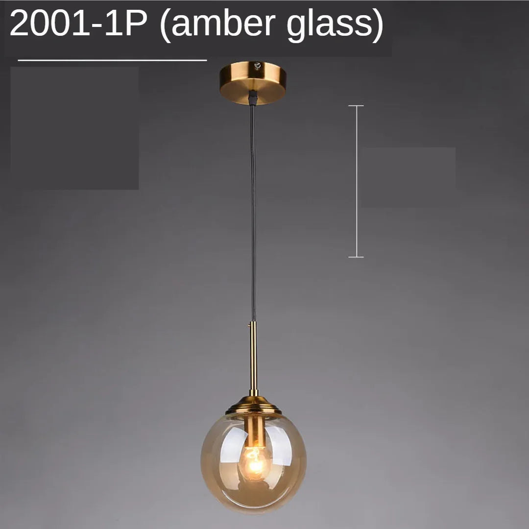 Afralia™ Golden Ring Glass Ball Pendant Light for Kitchen Dining Room & Bedside