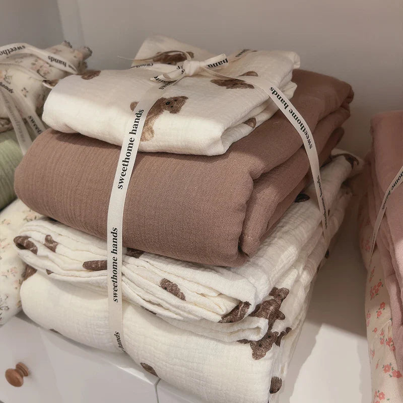 Afralia™ Luxury Nude Double-Layer Cotton Yarn Quilt Cover for Single Double Size Bed