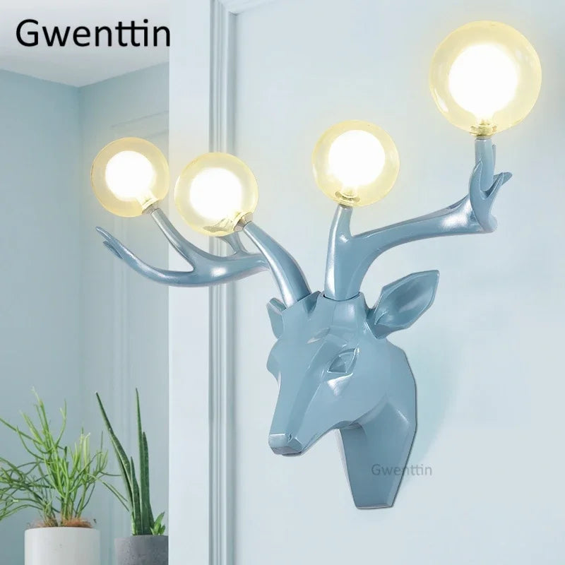 Afralia™ Resin Antlers Wall Sconce: Modern LED Deer Light Fixture for Home Decor