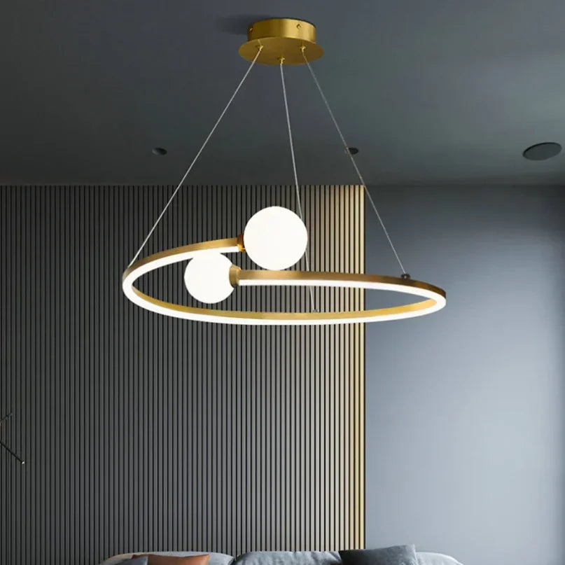 Afralia™ Gold Nordic Ring LED Ceiling Chandelier for Dining Room & Kitchen Island
