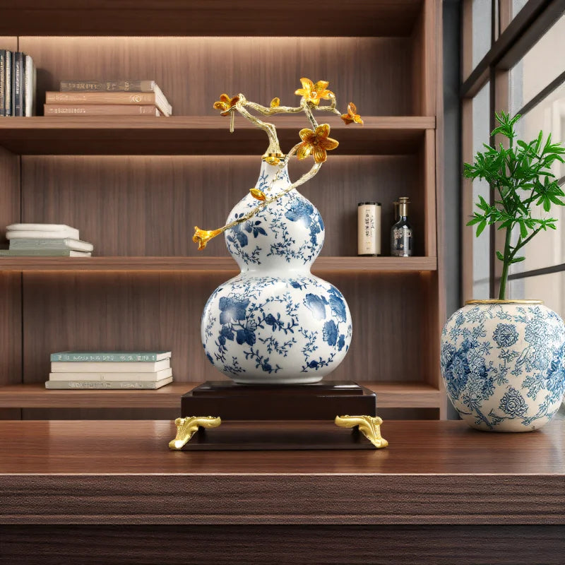 Afralia™ Gourd Ornament Ceramic Handicrafts Home Decor Accessories