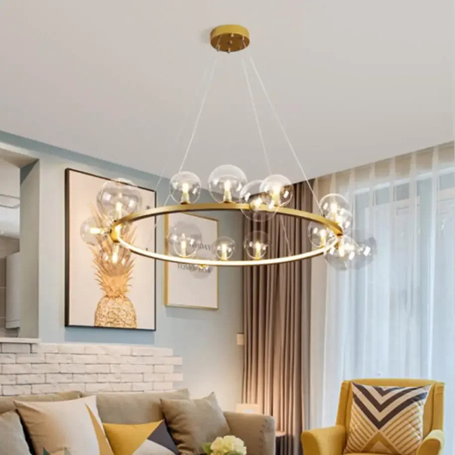 Afralia™ Clear Glass LED Chandelier: Modern Nordic Hall Parlor Lighting Fixture