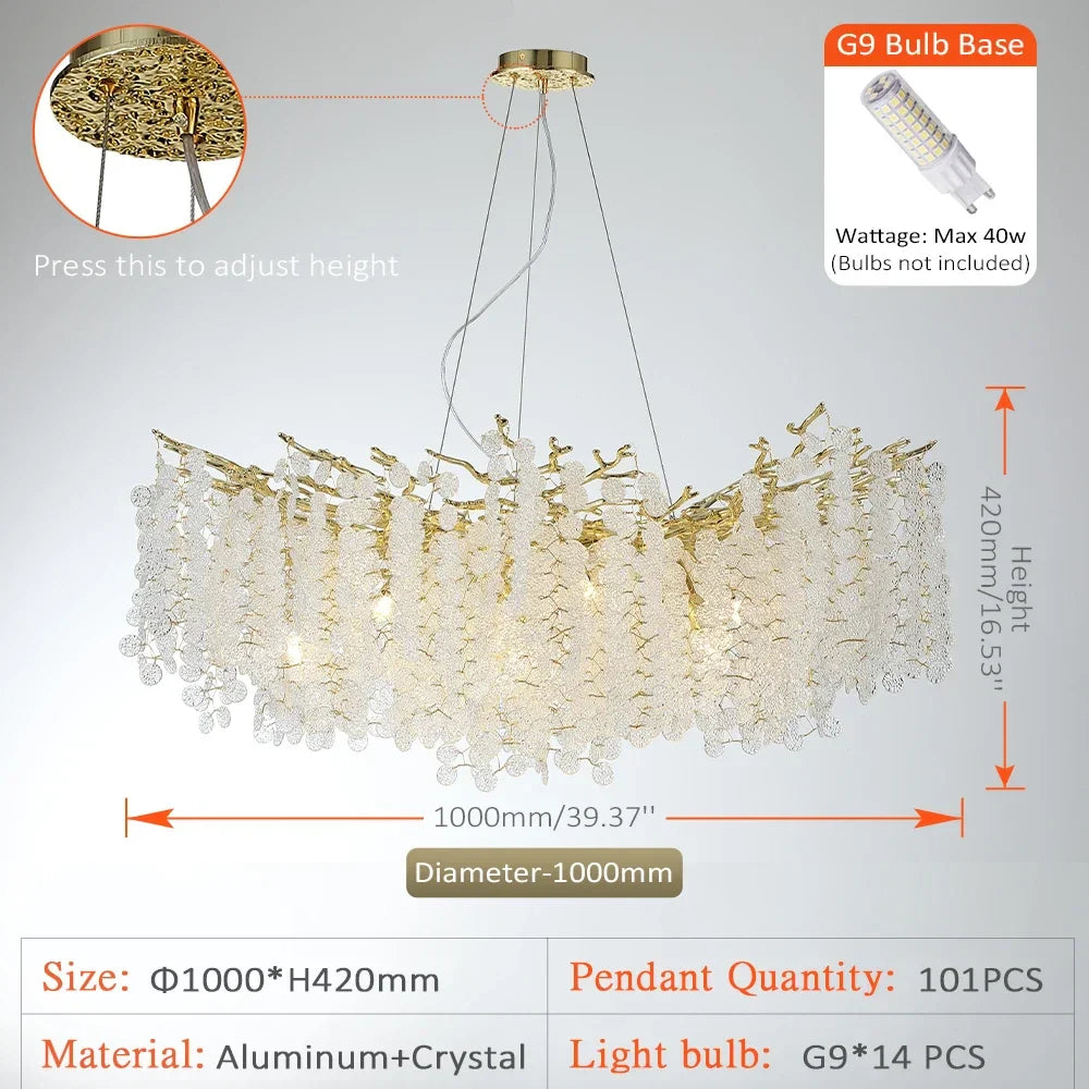 Afralia™ Golden Money Tree Crystal Chandelier for Elegant Home Décor