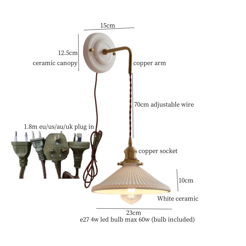 Afralia™ Polka Dot Ceramic LED Wall Lamp Adjustable Wire Interior Wall Sconces