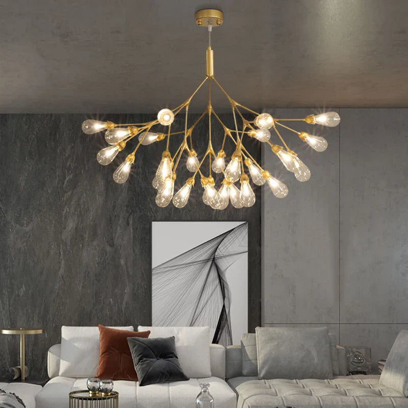 Afralia™ Copper Luxury LED Chandelier - Nordic Glass Fixture for Dining, Bedroom & Home