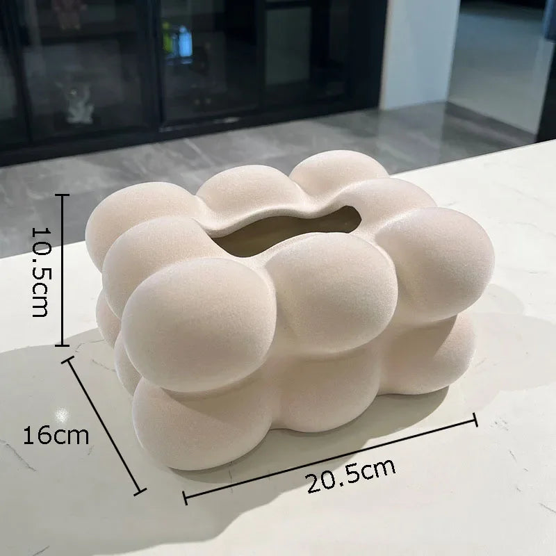 Afralia™ Cloud Ceramic Tissue Box - White Porcelain Desk Decoration