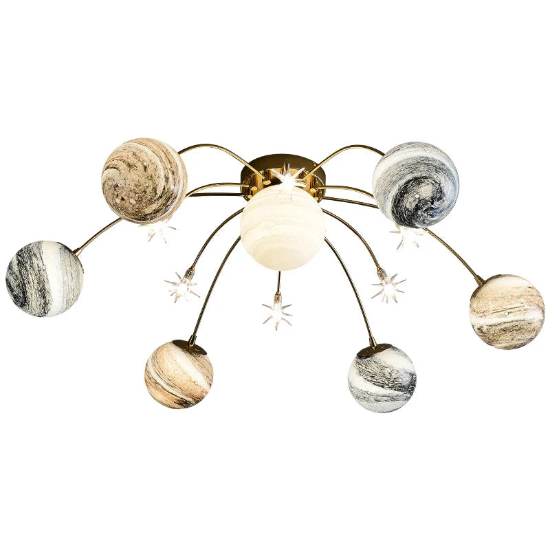 Afralia™ Glass Ball Planet Chandelier for Kids Room and Living Room