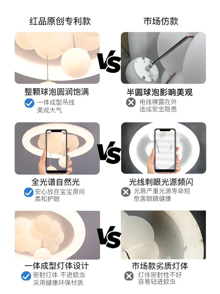 Afralia™ White Bubble Cloud LED Ceiling Lamp for Children's Room