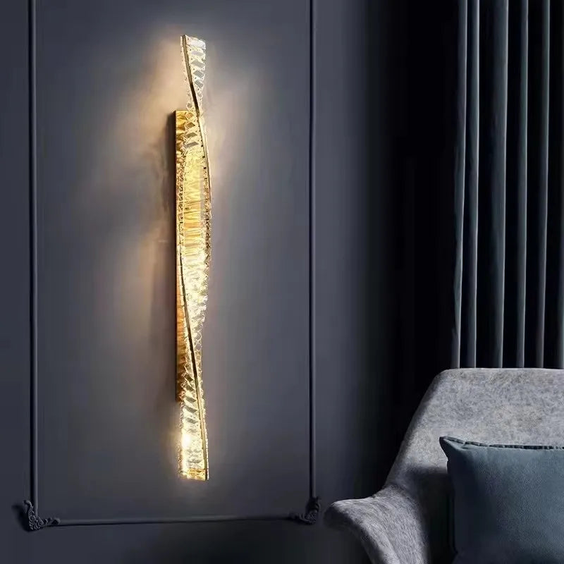 Afralia™ Luxury Crystal Wall Scones LED Wall Lamp Gold Metal Indoor Light Fixtures