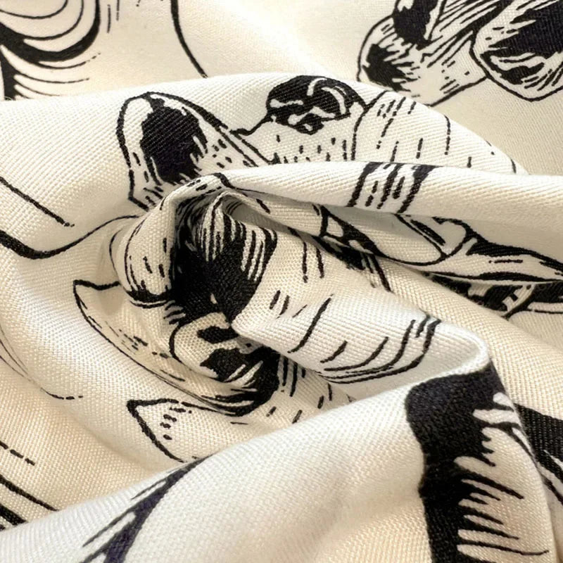 Afralia™ Black White Printed Bed Skirt Bedding Set - Cozy Skin Friendly Linens