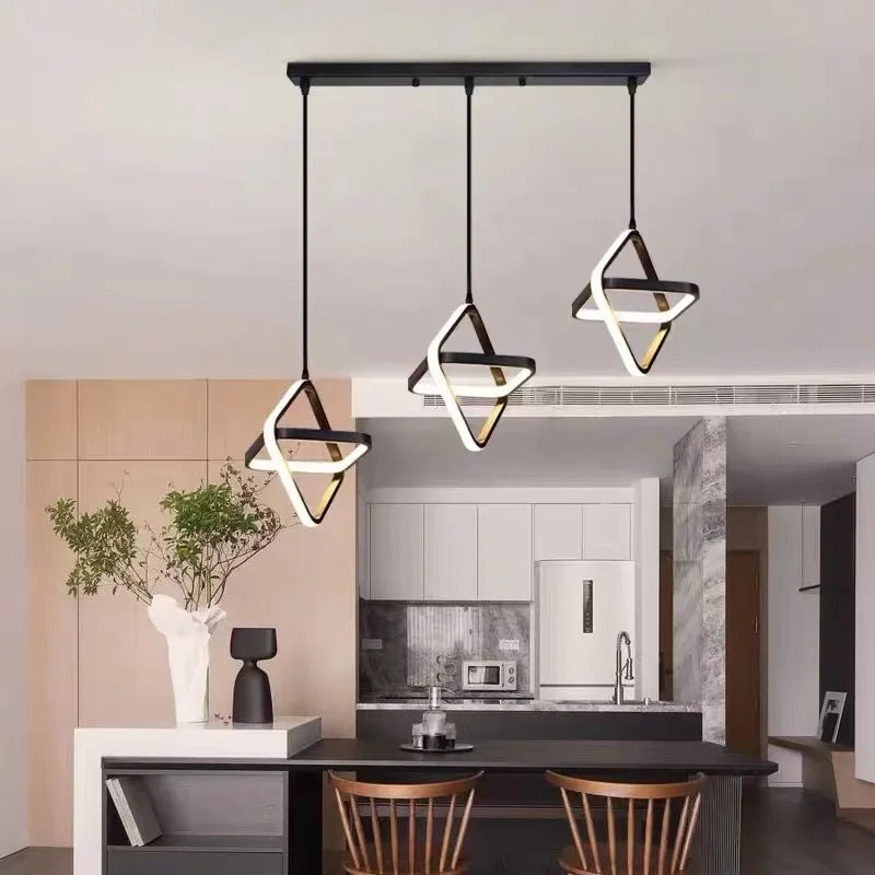 Afralia™ Modern LED Pendant Lights - Sleek Black Chandelier