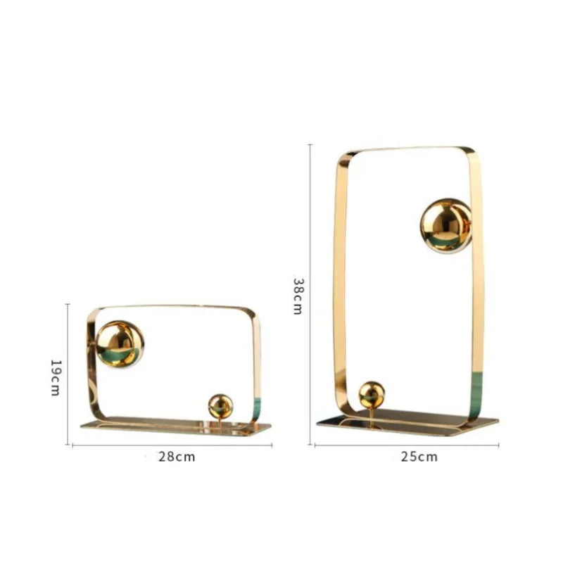 Afralia™ Golden Ball Cube Stainless Steel Sculpture - Home Decor Ornament