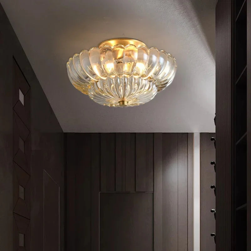 Afralia™ Copper Retro Ceiling Light: Elegant European Style for Bedroom, Study, or Corridor.