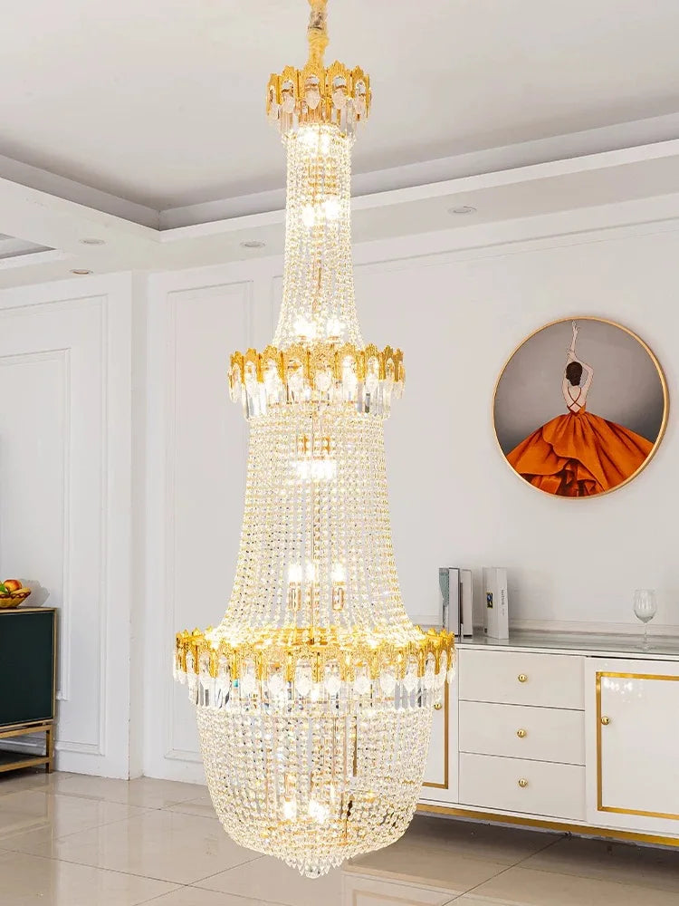 Afralia™ Crystal LED Chandelier for Hotel Lobby & Living Room | Elegant Staircase Design