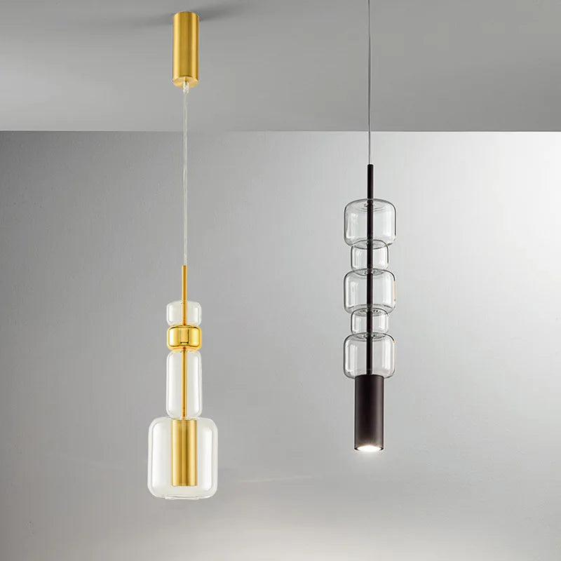 Afralia™ Modern Glass Pendant Lamp with Gold Black Metal for Dining Room Kitchen Bar Shop Bedside