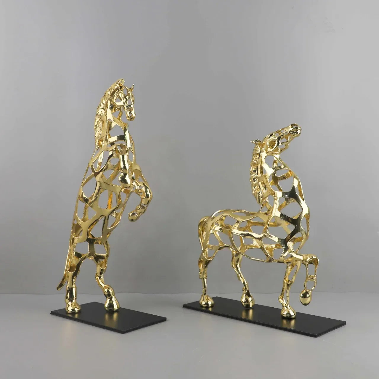 Afralia™ Golden Horse Metal Sculpture: Elegant Home Decor Figurine
