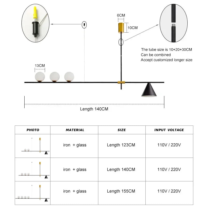 Afralia™ Glass Chandelier Pendant Light for Dining Room Kitchen Fixtures