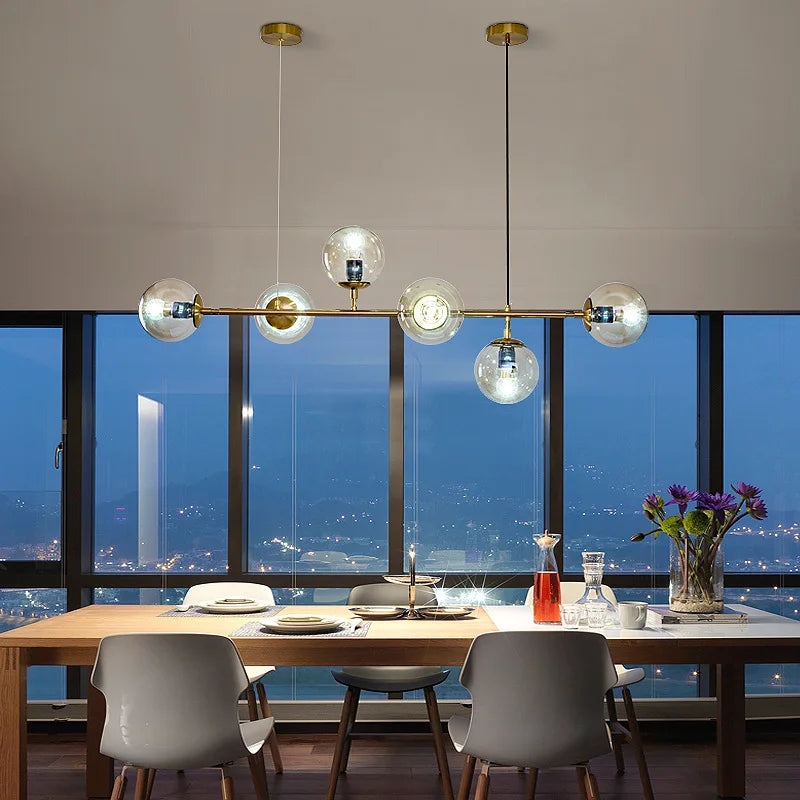 Afralia™ Glass Pendant Chandelier for Kitchen Dining Living Room